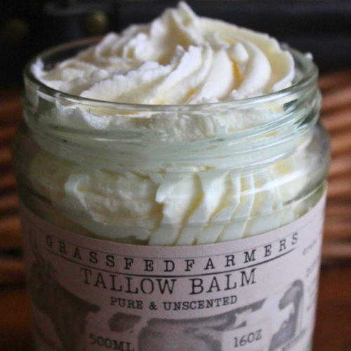 Whipped Tallow Balm | Moisturising Cream | 500ml - GrassFedFarmers - Effective relief for acne, eczema, psoriasis and more - Tallow Skincare - UK grass fed tallow balm for face and body.